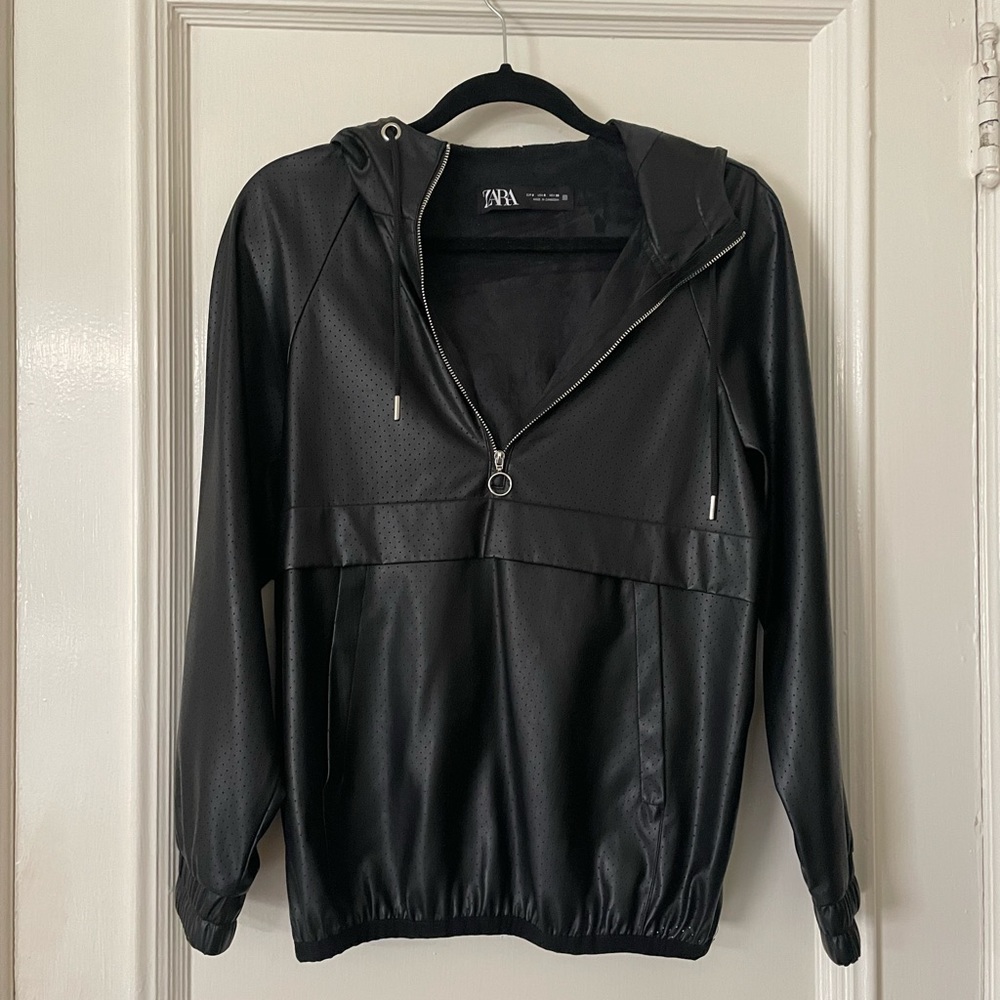 Zara Faux Leather Hoodie